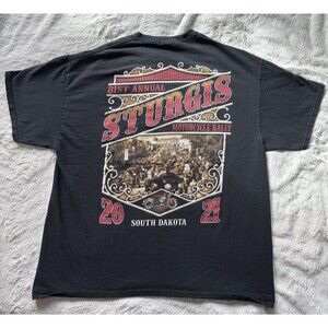 Sturgis 81st Annual Rally Graphic T-Shirt Mens L Black Custer 2021 Back Hills